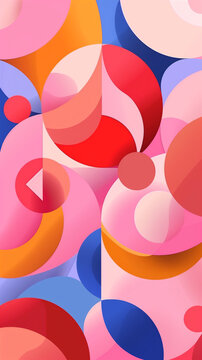 Playful geometric wallpaper for mobile, inspired by the Paris Olympics. Abstract shapes and gradients dance in trendy pastels.  Summer vibes meet Parisian spirit in this dynamic interplay of color.