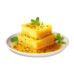 Full Image of Dhokla on White Plate: Culinary Presentation
