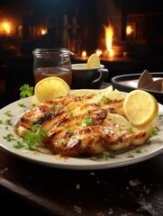 roasted chicken on plate UHD Wallpaper