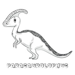 Hand drawn dinosaur line art coloring book illustration