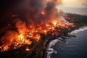 Obraz premium Global Warming Wildfire environmental danger