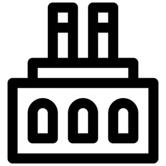 Chocolate factory. Editable stroke vector icon.