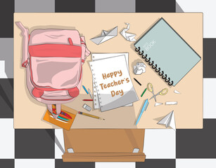 Hand drawn teachers' day poster template vector