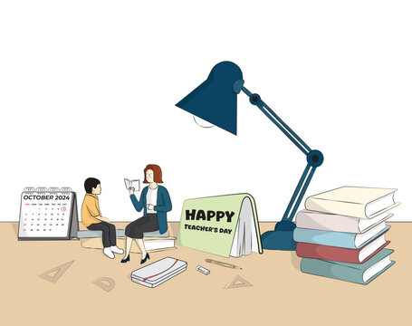 Hand drawn teachers' day poster template