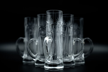 glass of beer on black