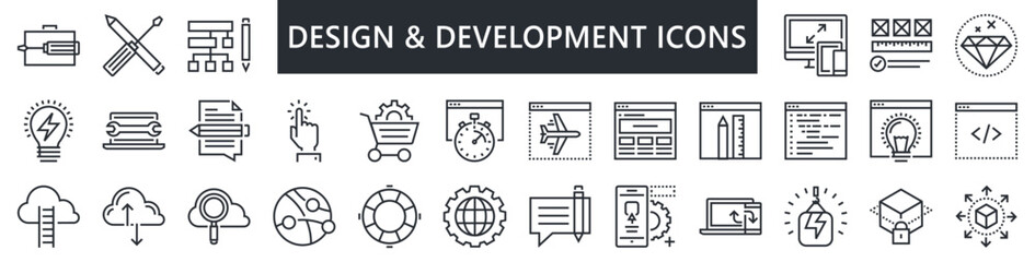 Creative business solutions related icon set. Innovation team management. Editable stroke. Pixel Perfect 