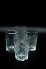 glass of water on black