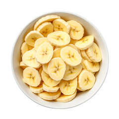 Banana slices on a plate isolated on transparent or white background, png