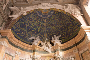 Apse mosaic of chapel of St. Rufina in the narthex of the Lateran Baptistery. Rome, Italy