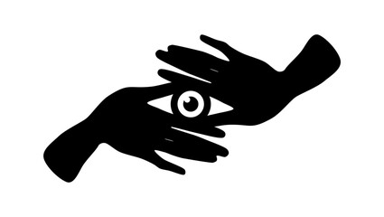 Hands Eye emblem, Black isolated silhouette