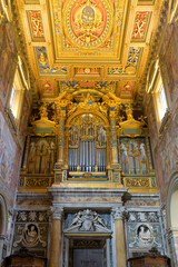 Pipe organ  in the Archbasilica of Saint John Lateran (Basilica di San Giovanni in Laterano). Major Papal. Lateran Basilica or Saint John Lateran. Rome