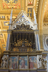 Top of Baldacchino of the Archbasilica of Saint John Lateran (Basilica di San Giovanni in Laterano). Major Papal. Lateran Basilica or Saint John Lateran. Rome