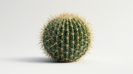 spherical cactus against pure white backdrop