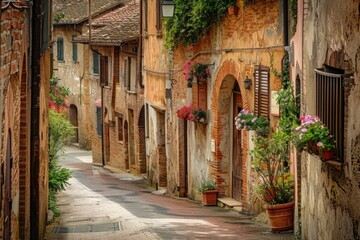 Fototapeta na wymiar Old Italy. Charming Architecture and Historic Streets in Italian Town