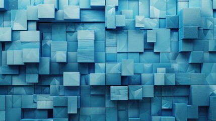 Abstract Background Geometry. Blue 3D Blocks Form a Futuristic Wallpaper