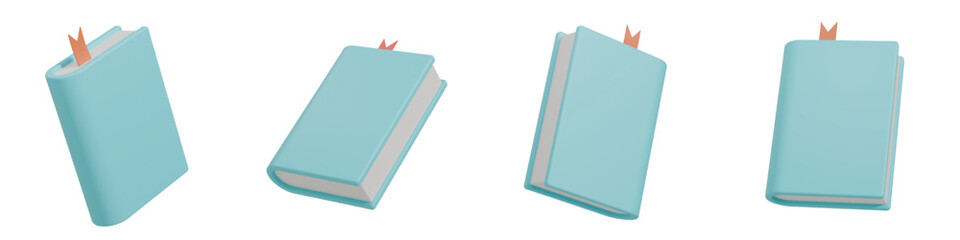 3D Low Poly Book with Blue Cover Isolated