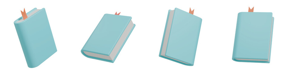 3D Low Poly Book with Blue Cover Isolated