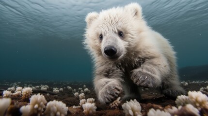 Fototapeta premium playful scene of a cute sea otter frolicking UHD WALLPAPER