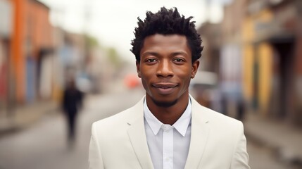 Fototapeta premium portrait of a handsome smiling young African UHD WALLPAPER