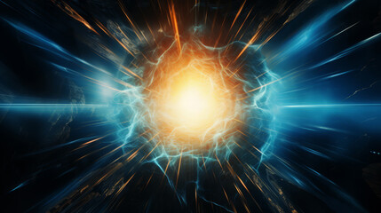 Fototapeta premium Shockwave effect bursting from the center on an abstract technological backdrop, energy explosion concept,