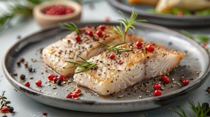 Seasoned silver carp fish fillet with red pepper