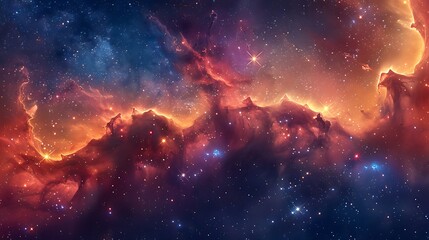 The USA flag waving boldly against a deep cosmic backdrop, filled with stars and nebulae, merging patriotism with the mystery of space.