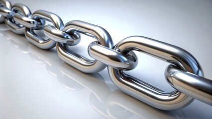 steel chain isolated on white background. metal, connection, security, silver, iron, closeup, safety