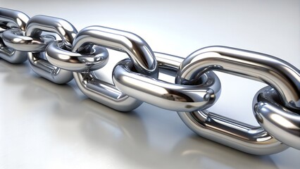 Fototapeta premium steel chain isolated on white background. metal, connection, security, silver, iron, closeup, safety