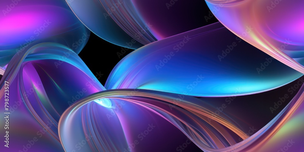Wall mural iridescent abstract shape seamless pattern background