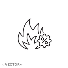 sale icon, discount, hot sale, percent sign in fire thin line symbol isolated on white background, editable stroke eps 10 vector illustration