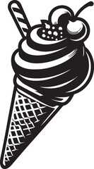 Ice cream cone with chocolate topping vector illustration.