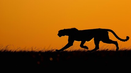 Running Cheetah Silhouette A Graphic Wallpaper Illustrating Unmatched Speed in Nature