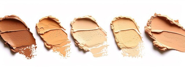 Different shades of foundation isolated on white background, Generative AI,
