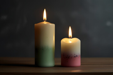 Fototapeta na wymiar burning candles on black background