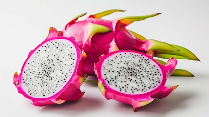 dragon fruit or pitaya on white background, Generative AI,