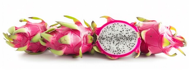 dragon fruit or pitaya on white background, Generative AI,