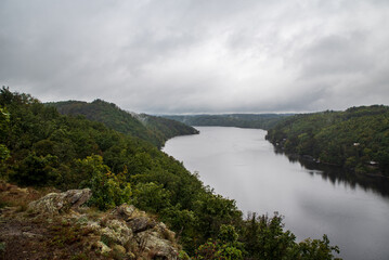 Vranovska prehrada dam from Eduardova skala viewpoint in Czech republic