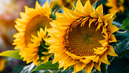 Vibrant yellow flowers blooming in summer illustration