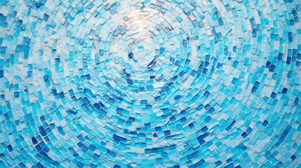 Blue and white mosaic tile in a circular pattern