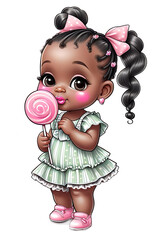 Clipart cute black girl with lollipop 