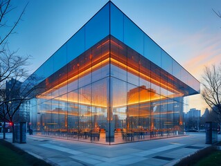 Fototapeta premium Modern Architecture Illuminated at Twilight