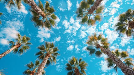 palm trees on the beach on sunny sky background