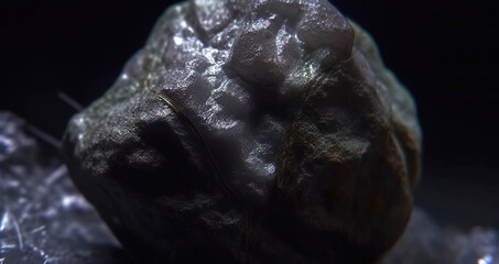 Kampfite is a rare precious natural stone on a black background. AI generated. Header banner mockup with space.