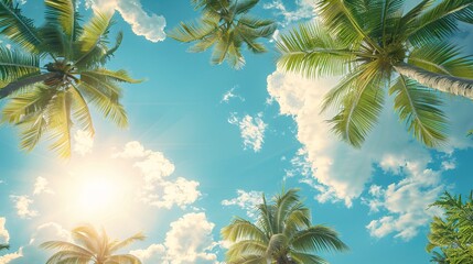 palm trees on sky background 