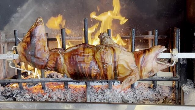 porchetta allo spiedo, spit-roasted porchetta