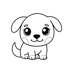 Cute Puppy line art, pyppy vector black and white illustration