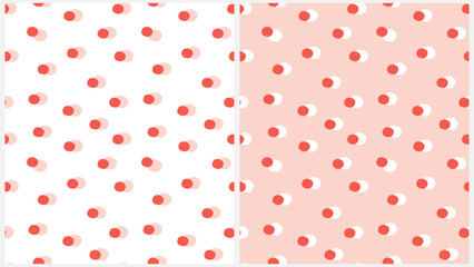 Seamless Pattern With Red Dots. Hand Drawn Irreagular Endless Print with Polka Dots on a White and Light Background. Delicate Dotted Patterns ideal for Fabric, Wrapping Paper. - 798737707