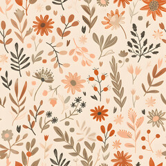 Seamless floral pattern in minimal style background.