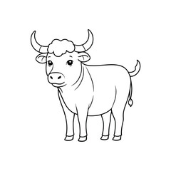 Sweet Cow Vector Balck and white Illustration, Cow line art