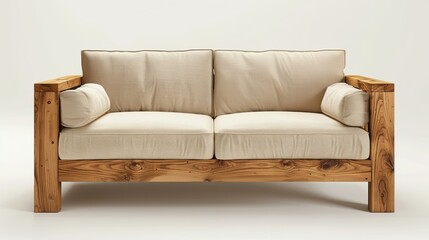 Modern Wooden Two-Seater Couch